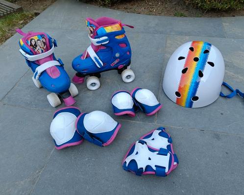 Set K3 verstelbare rolschaatsen, valbescherming en helm, Kinderen en Baby's, Speelgoed | Buiten | Rolschaatsen, Zo goed als nieuw