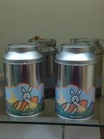 4 tirelires et 4 boîtes de Pâques en fer blanc, Enlèvement ou Envoi