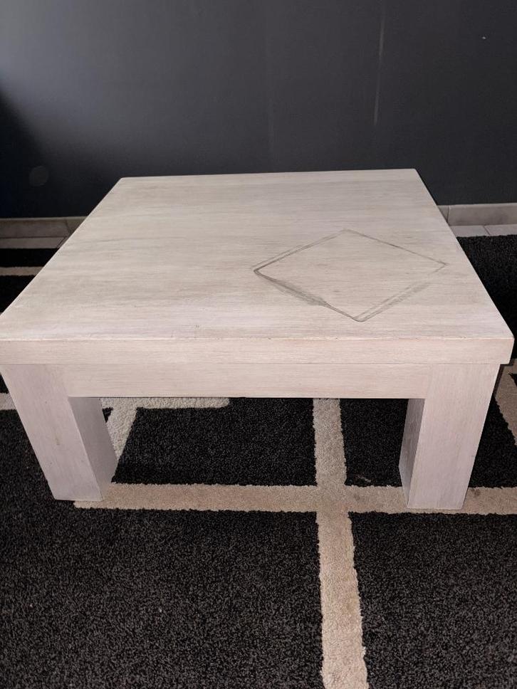 Massief eiken salontafel, Maison & Meubles, Tables | Tables de salon, Utilisé, Moins de 50 cm, 50 à 100 cm, 50 à 100 cm, Carré