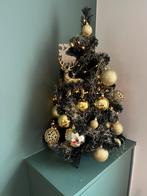 Zwart kerstboompje met gouden decoratie en verlichting, Diversen, Ophalen, Zo goed als nieuw