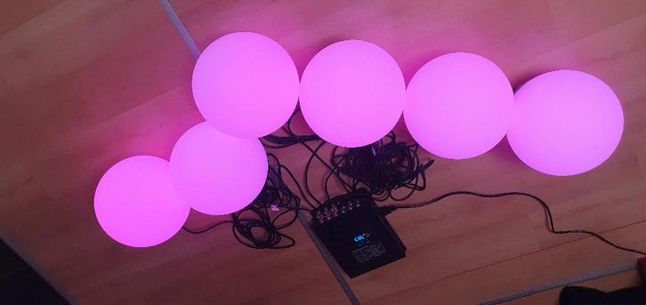 6 stuks 30cm LED bollen, Musique & Instruments, Lumières & Lasers, Utilisé, Autres types, Couleur, Effet stroboscopique, Enlèvement