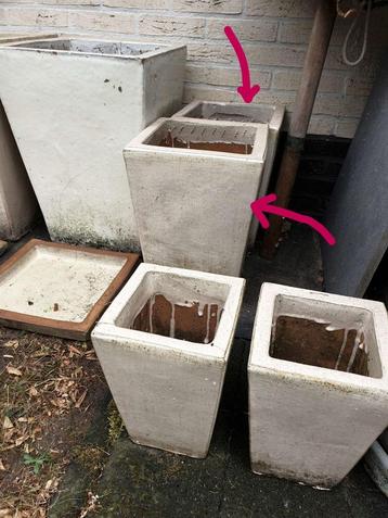 2x Medium geglazuurde vorstbestendige bloempot + schaal beschikbaar voor biedingen