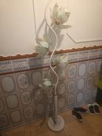 Lampadaire vintage à fleurs – verre gravé – années 70, Antiek en Kunst