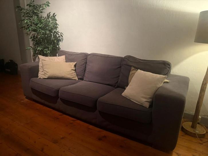 Grijze stoffen 2- en 3-zit zetels, Maison & Meubles, Canapés | Salons, Utilisé, Banc droit, 200 à 250 cm, 75 à 100 cm, Tissus