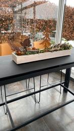 Tafel met 2 lederen krukjes(deze zijn nieuw), Huis en Inrichting, Tafels | Sidetables, Ophalen, Zo goed als nieuw