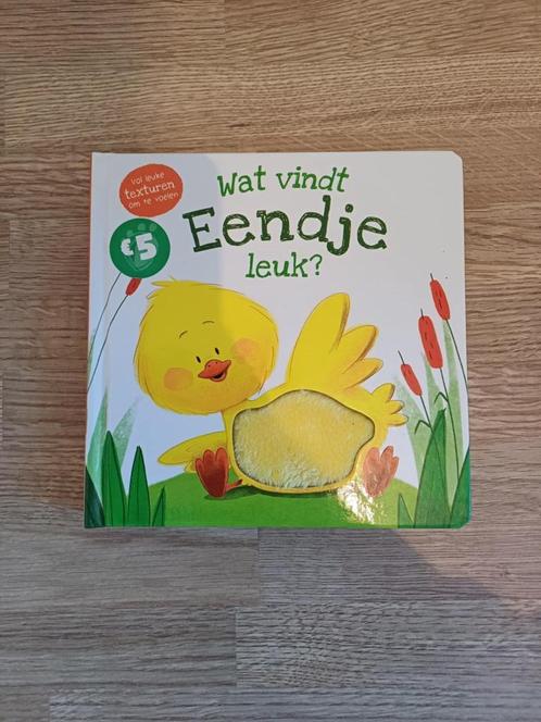 Voelboek - Wat vindt eendje leuk?, Boeken, Kinderboeken | Baby's en Peuters, Zo goed als nieuw, Uitklap-, Voel- of Ontdekboek