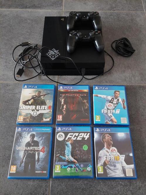 PS4 , 2 manettes, 6 jeux, Games en Spelcomputers, Spelcomputers | Sony PlayStation 4, Gebruikt, Ophalen