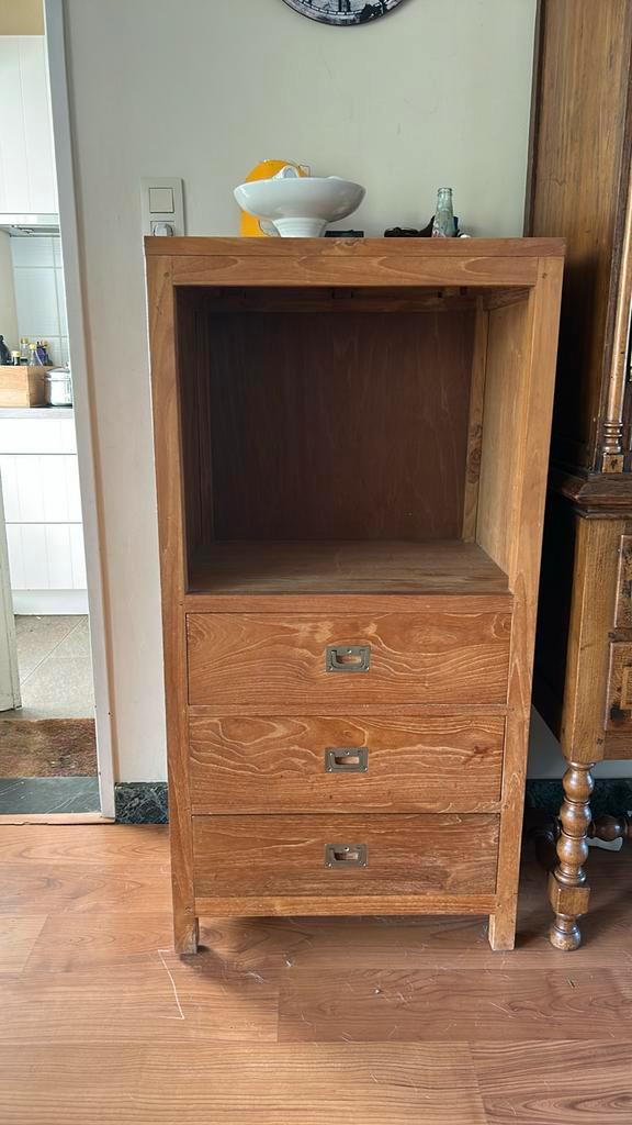 Teak kast met schuiven, Huis en Inrichting, Kasten | Ladekasten, Gebruikt, Ophalen
