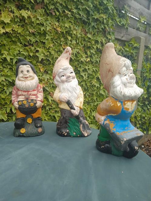 Lot van 7 tuinkabouters en paddestoel, Jardin & Terrasse, Statues de jardin, Utilisé, Enlèvement