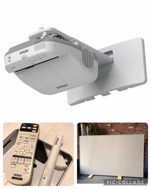 Projecteur interactif Epson EB-585Wi + écran d'origine, TV, Hi-fi & Vidéo, Projecteurs vidéo, Comme neuf, Enlèvement