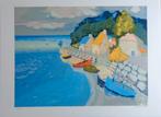 GEORGES LAMBERT / BARQUES DE PECHES / KLEURLITHO / 56x76cm, Enlèvement ou Envoi
