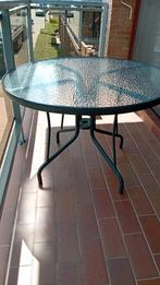 Tafel, metaal met glazen blad, Huis en Inrichting, Tafels | Salontafels, Ophalen, 100 tot 150 cm, 50 tot 75 cm, Rond