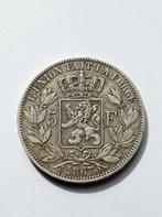 5 francs Leopold II 1867 met punt en grote 7 zilver, Argent, Enlèvement, Monnaie en vrac, Argent