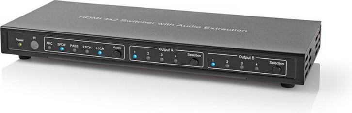 Nedis HDMI Matrix Switch 4x2 met audio extractor, Audio, Tv en Foto, Audiokabels en Televisiekabels, Gebruikt, HDMI-kabel, Ophalen