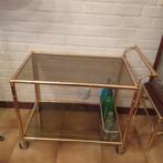 Chariot à boissons Vintage Hollywood Regency en métal doré, Hollywood Regency, Vintage, Enlèvement, Utilisé, Rectangulaire