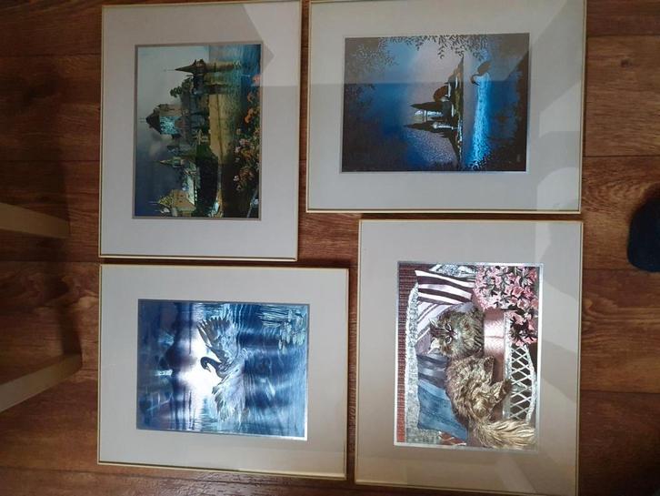 4 verschillende afbeeldingen in lenticulaire vorm, Antiek en Kunst, Kunst | Overige Kunst, Ophalen