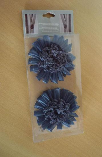 Set blauwe bloem stoffen magnetische gordijnhouder draperie beschikbaar voor biedingen