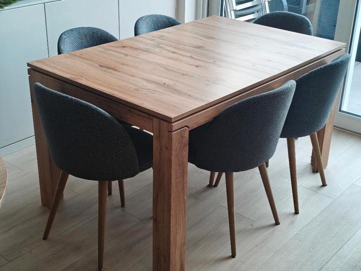 Table extensible avec 6 chaises "scandinave", Maison & Meubles, Tables | Tables à manger, Comme neuf, 150 à 200 cm, 50 à 100 cm