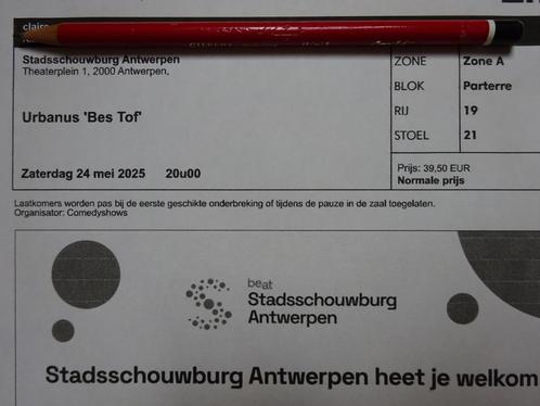 2 tickets Urbanus Bes Tof Stadsschouwburg Antwerpen 24 mei, Tickets en Kaartjes, Theater | Cabaret en Komedie, Twee personen, Mei