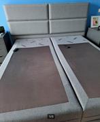 2 persoons boxspring met electrische bodem, 160 cm, Grijs, Zo goed als nieuw, Ophalen