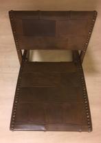 Verstelbaar voetenbankje bruin leer (vintage), Minder dan 50 cm, Vîntage eclectisch, 50 tot 75 cm, Ophalen of Verzenden