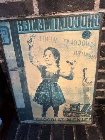 oud, metalen reclamebord - chocolat menier beschikbaar voor biedingen
