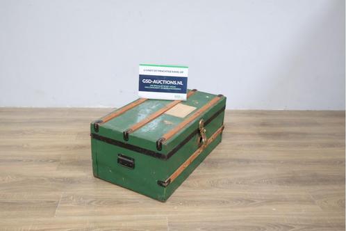 Vintage Groen Houten Hutkoffer, Huis en Inrichting, Woonaccessoires | Kisten, Gebruikt, Minder dan 50 cm, Minder dan 50 cm, 50 tot 100 cm