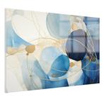 Peinture abstraite sur verre aquarelle bleue et dorée 90x60c, Envoi, Neuf