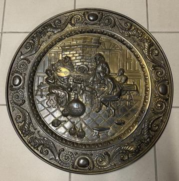 Groot Geel Koperen (Hang) Bord - 63cm beschikbaar voor biedingen