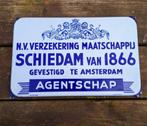 Emaille bord N.V. Verzekering Maatschappij Schiedam van 1866, Utilisé, Enlèvement ou Envoi, Panneau publicitaire