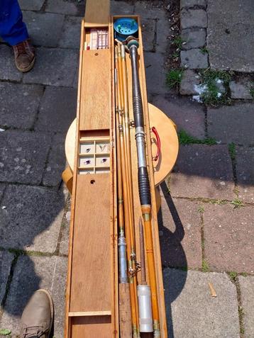 Vintage vishengel .handvat uit kurk .hengel uit bamboe ., Ophalen, Gebruikt