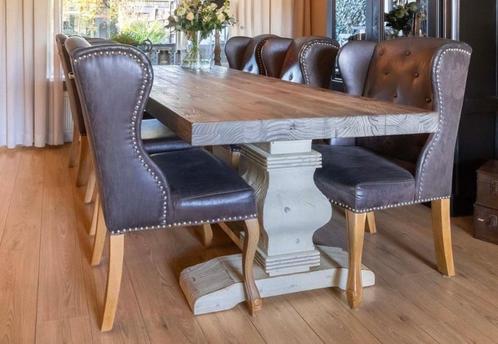 6 x Riviera Maison Keith eetkamerstoelen en kloostertafel, Huis en Inrichting, Complete eetkamers, Zo goed als nieuw, 6 tot 8 stoelen