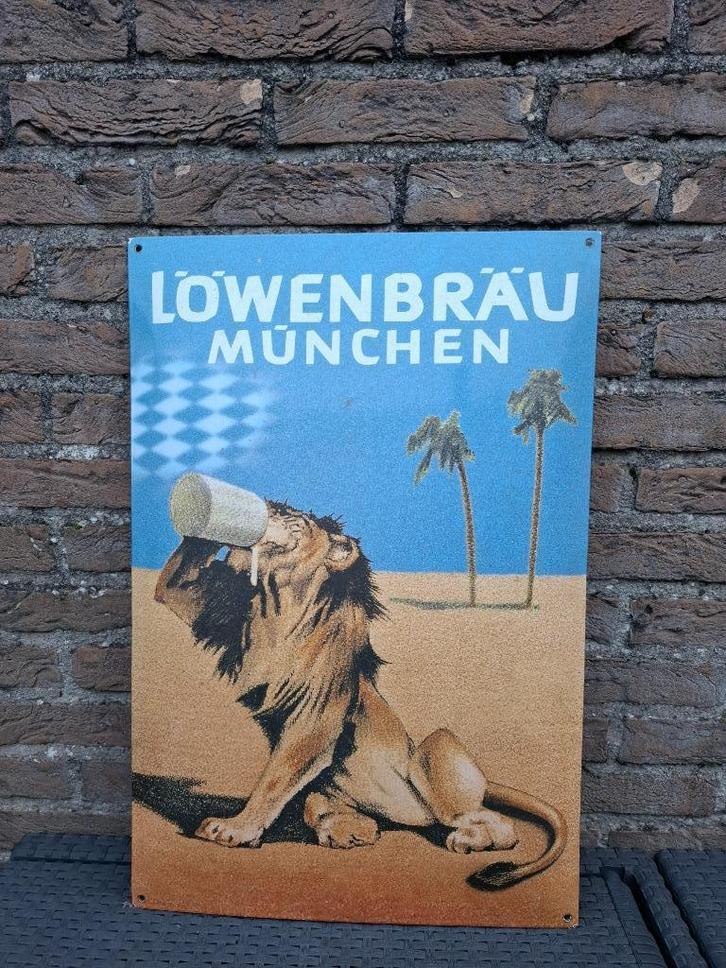 Emaillebord Lowenbrau bier, Verzamelen, Biermerken, Nieuw, Reclamebord, Plaat of Schild, Overige merken, Ophalen of Verzenden
