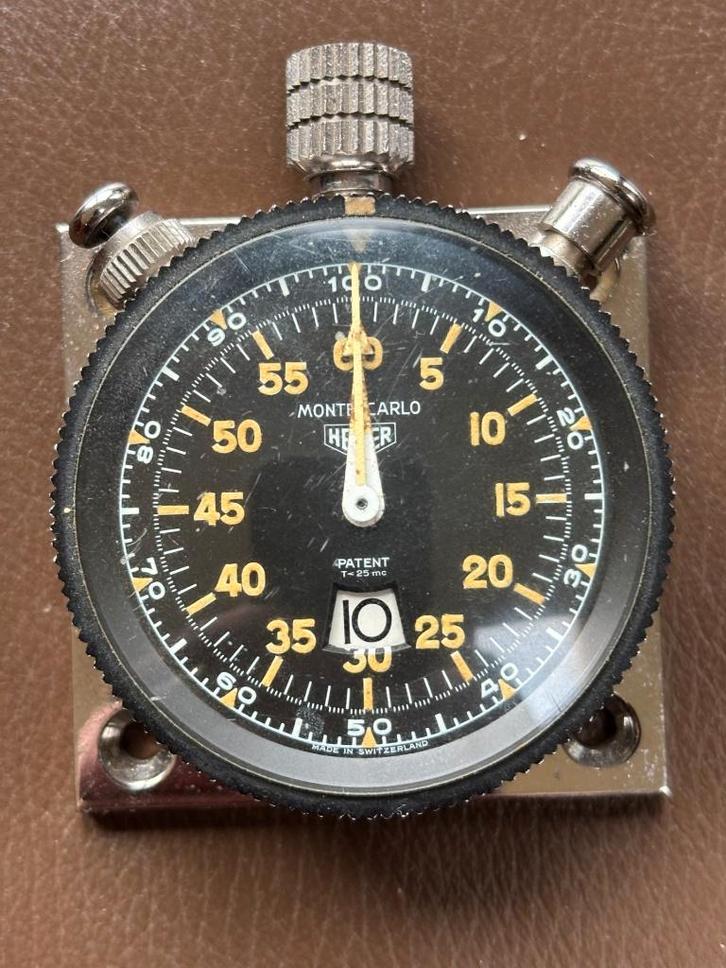 Heuer Monte Carlo (réf. 542-817) vintage de 1969, Handtassen en Accessoires, Horloges | Antiek, Zakhorloge, Overige merken, Staal