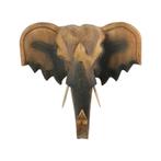 Grote Vintage Olifantenkop Handgemaakt Massief Hout 52cm, Antiek en Kunst, Kunst | Beelden en Houtsnijwerken, Ophalen of Verzenden