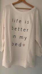Gebroken witte sweater met quote, H&M, Verzenden, Wit, Maat 42/44 (L)