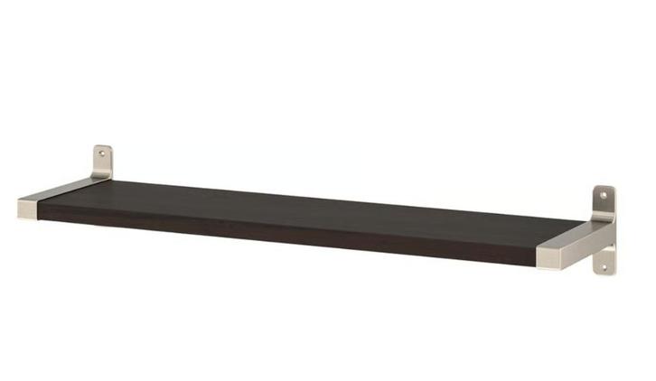 8 bruinzwarte wandplanken + houders, Huis en Inrichting, Woonaccessoires | Wandplanken en Boekenplanken, Zo goed als nieuw, Ophalen