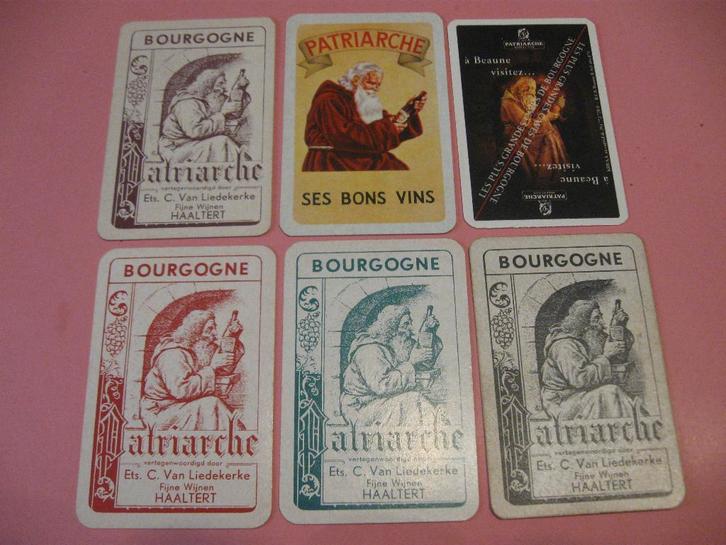 6 speelkaarten wijnen Patriarche , Van Liedekerke , Haaltert, Verzamelen, Speelkaarten, Jokers en Kwartetten, Zo goed als nieuw