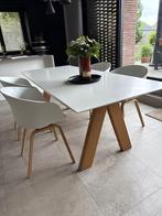 Prachtige eettafel of bureautafel met 4 stoelen inbegrepen, Huis en Inrichting, Ophalen, Eikenhout, 200 cm of meer, 50 tot 100 cm