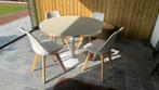 Stoelen wit, houten poten, tafel wit, witte ronde poot, Ophalen, Overige materialen, Gebruikt, Wit
