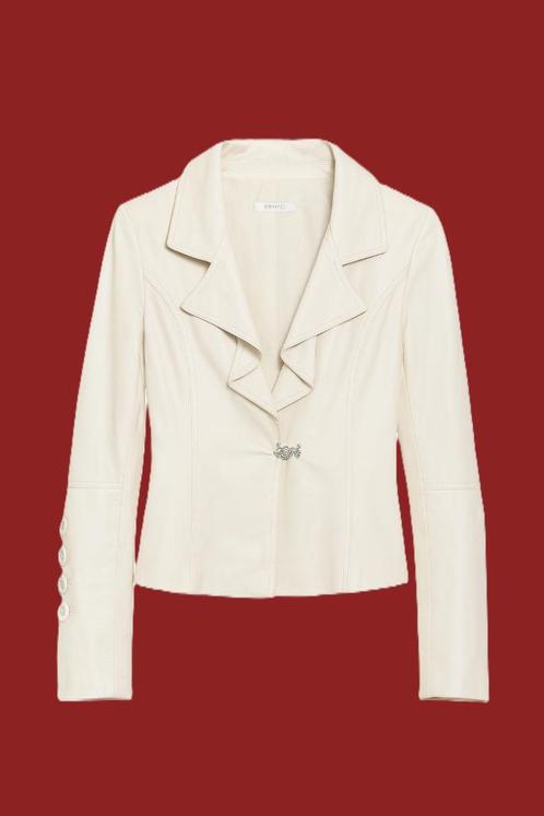 Pinko leren jasje maat 36, Kleding | Dames, Jasjes, Kostuums en Pakken, Gedragen, Jasje, Maat 36 (S), Overige kleuren, Ophalen of Verzenden