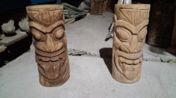 tabouret totem Tiki 50 cm en bois de cocotier, Huis en Inrichting, Woonaccessoires | Overige, Nieuw, Ophalen of Verzenden