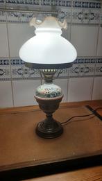 RETRO LAMP PORSELEIN EN GLOBE BOBECHE OPALINE GLAS, Ophalen of Verzenden