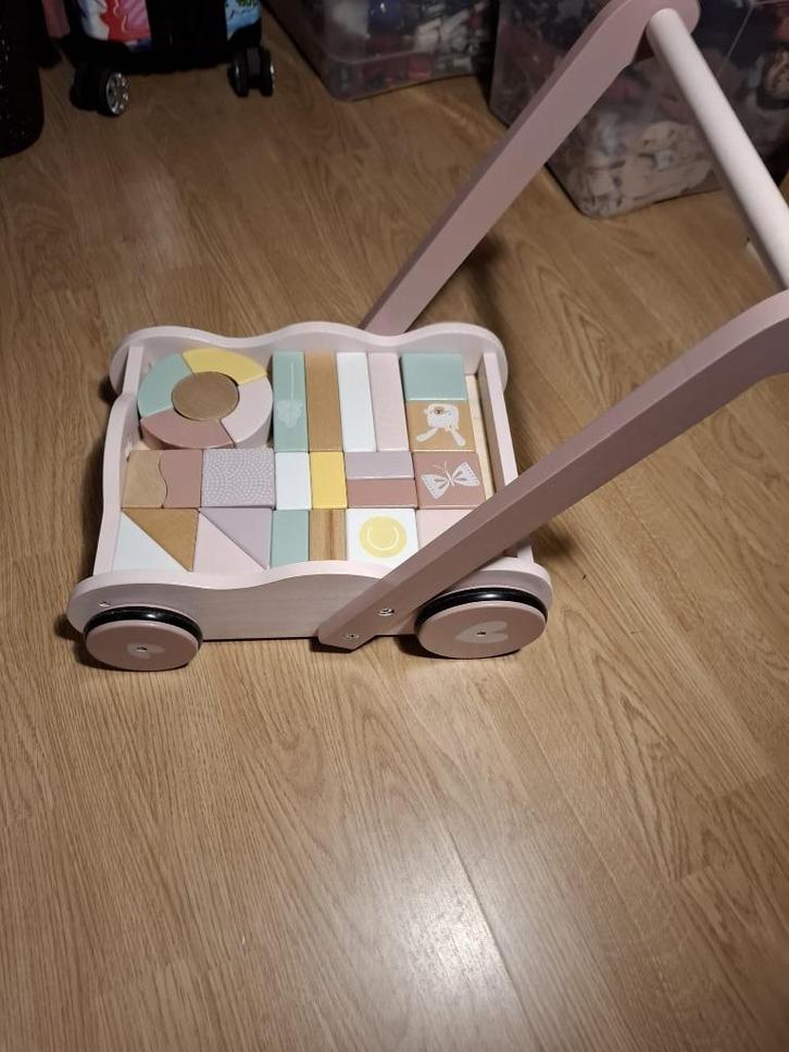 Little Dutch - Blokkenkar Wild Flowers, Kinderen en Baby's, Speelgoed | Houten speelgoed, Zo goed als nieuw, Rij- of Hobbelspeelgoed