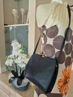 Vintage blauw LEDER handtas, Handtassen en Accessoires, Tassen | Damestassen, Ophalen of Verzenden, Zo goed als nieuw, Blauw, Handtas
