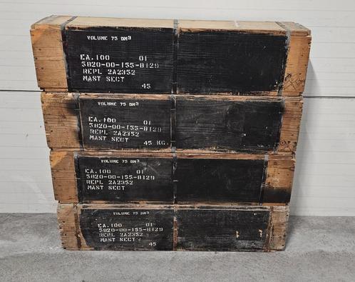 Vier houten kisten (leeg), Verzamelen, Militaria | Tweede Wereldoorlog, Landmacht, Kist of Geocache, Ophalen