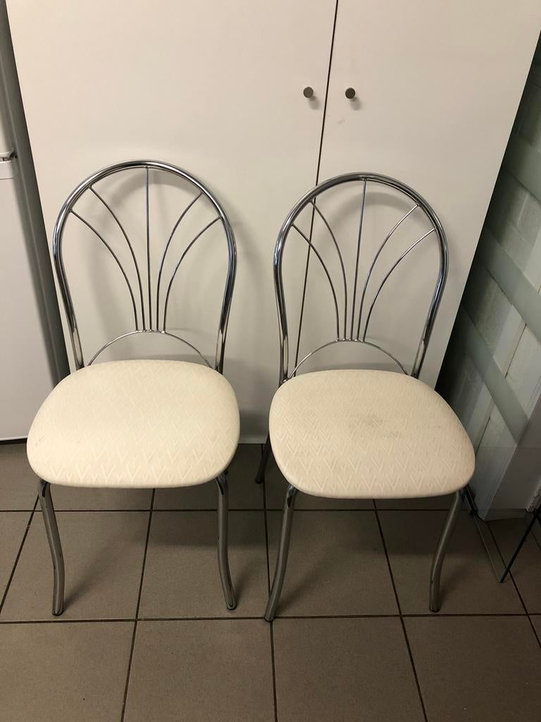 Lot de 2 chaises vintage, Maison & Meubles, Chaises, Utilisé, Blanc, Métal, Deux