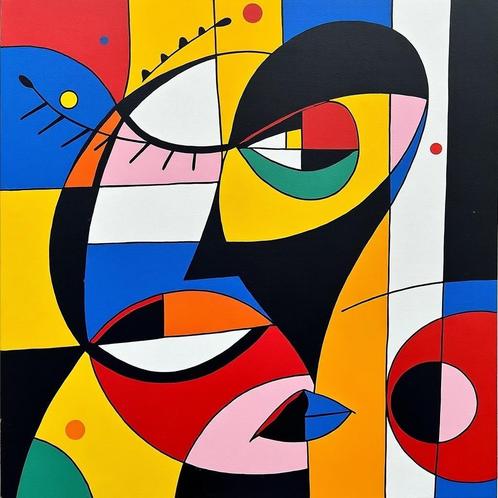 Peinture sur toile - n'y pense même pas - 60 x 50 cm, Antiek en Kunst, Kunst | Schilderijen | Modern, Ophalen of Verzenden