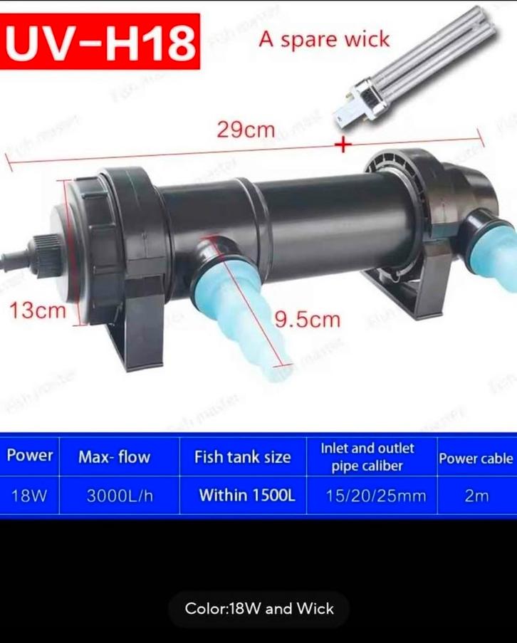 NIEUW - 18W Aquarium Vijver UVC + reserve lamp, Dieren en Toebehoren, Vissen | Aquaria en Toebehoren, Ophalen of Verzenden