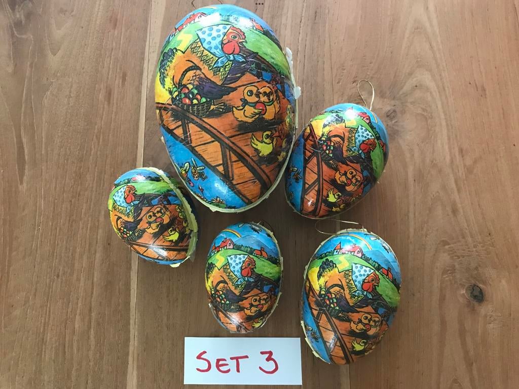 2 x set Kartonnen eieren pasen karton paaseieren decor, Divers, Pâques, Utilisé, Enlèvement ou Envoi